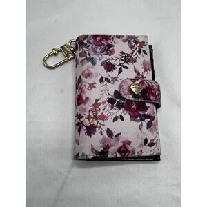 BETSEY JOHNSON Luv Betsey Small Flap Wallet for Cards Bill Coins Floral Pink